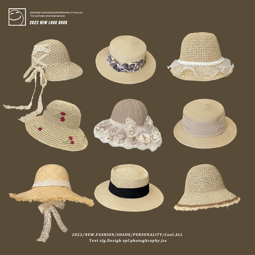 Sunshade straw hat for women summer Korean version seaside vacation beach hat outdoor face-covering sun hat UV protection