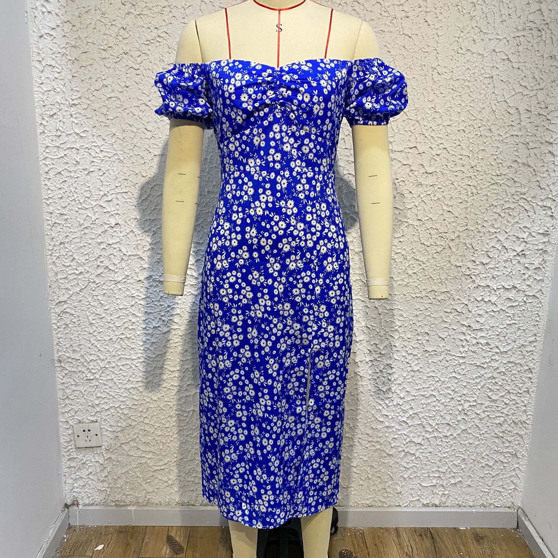 Women's Floral Dress Elegant Boat Neck Printing Zipper Sleeveless Flower Midi Dress Daily display picture 5