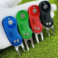 Трансграничный Портативный Golf Fork инструмент для ремонта газона из нержавеющей стали Складная пружина шаровая вилка ремень MARKER