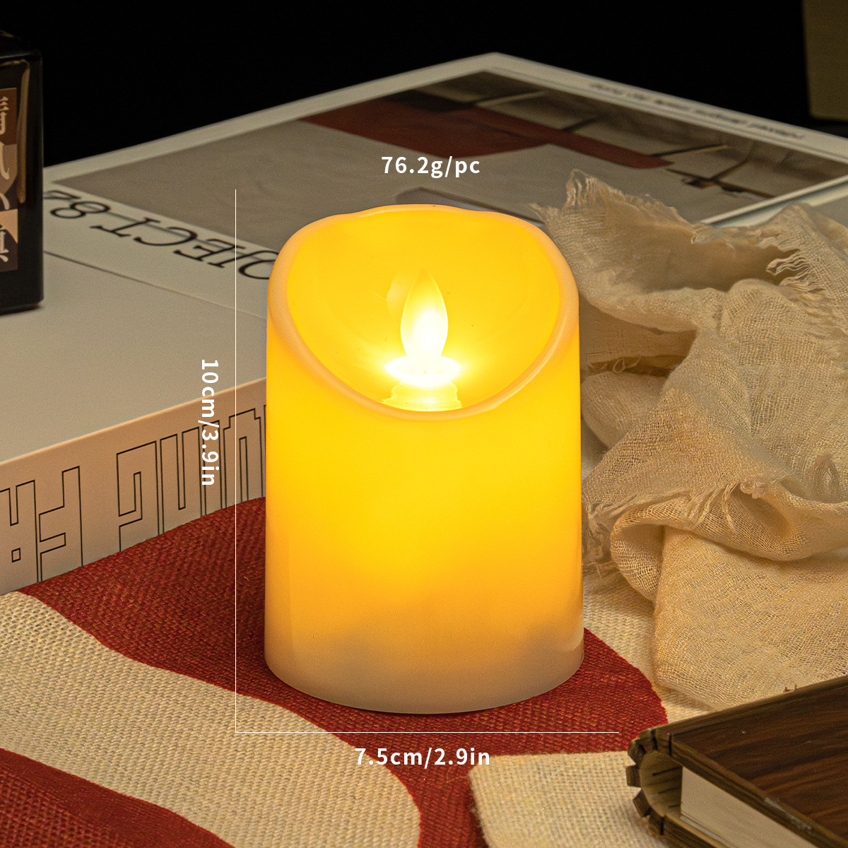 7.5*10cm 스윙 헤드 광택 아이보리 화이트(배터리는 포함되어 있지 않음)