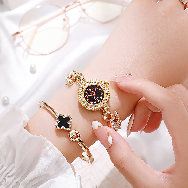 2023 New Style Watch Women's Strap Junior High School Students Korean Style Fashion Diamond-encrusted Internet Celebrant Same Style Small Dial Bracelet Watch