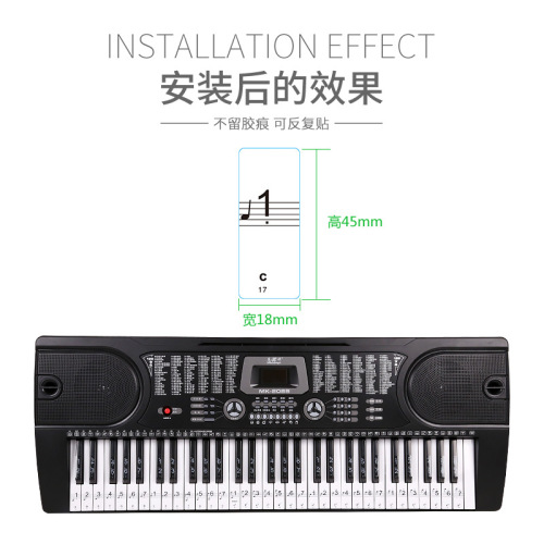 88/61/54/49-key piano electronic keyboard transparent keyboard stickers staff notation phonetic notation scale stickers