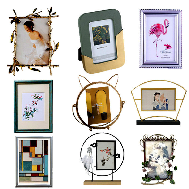 European-Style Silver-Plated Metal Photo Frame, Creative and Simple Modern Picture Frame, Tabletop or Wall-Mounted, Handmade Modern Minimalist Carved Design