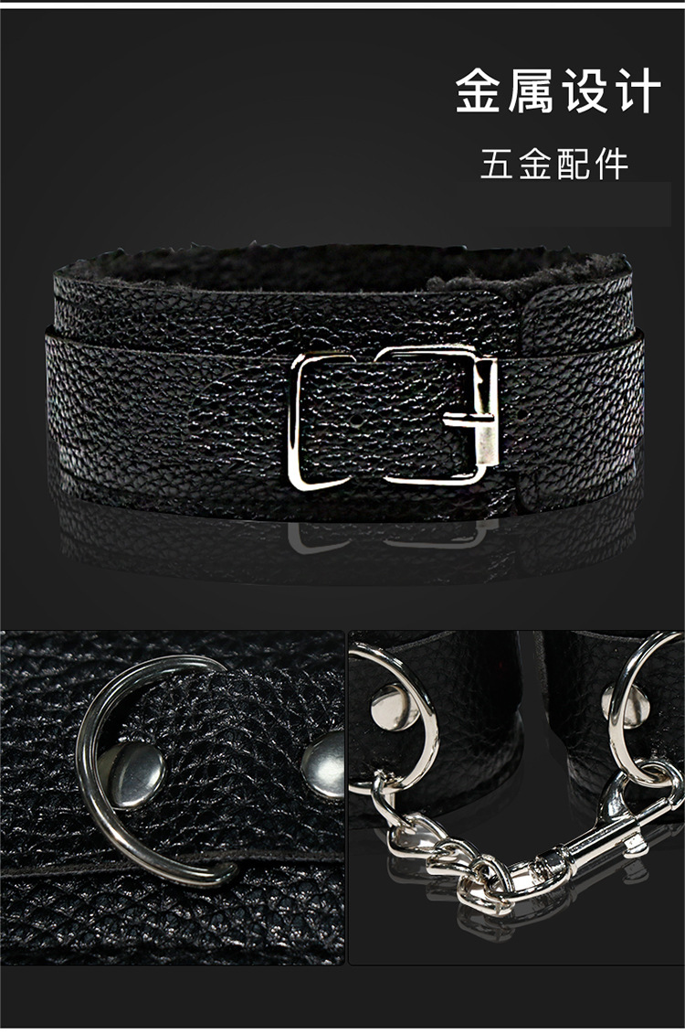 Jiuai Couple Interactive Bondage Kit, 20-Piece Plush Leather Set, Black and Purple — detail image 30