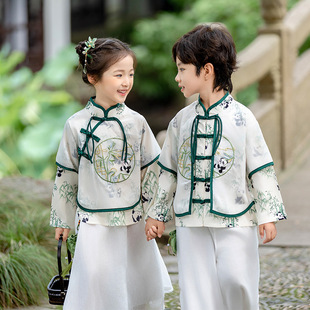 Boys and Girls Chinese Style Autumn Tang Suit New Style Chinese Style Same Style Hanfu Performance Clothes for Men and Women Kindergarten Class Clothes