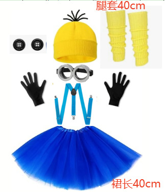 Traje 2 - tirantes celestiales + funda de piernas amarillas