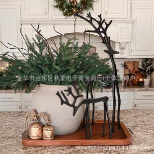 Set of 2 Black Reindeer Statues�Ͻ��}�QС�����ɫ�Z¹����