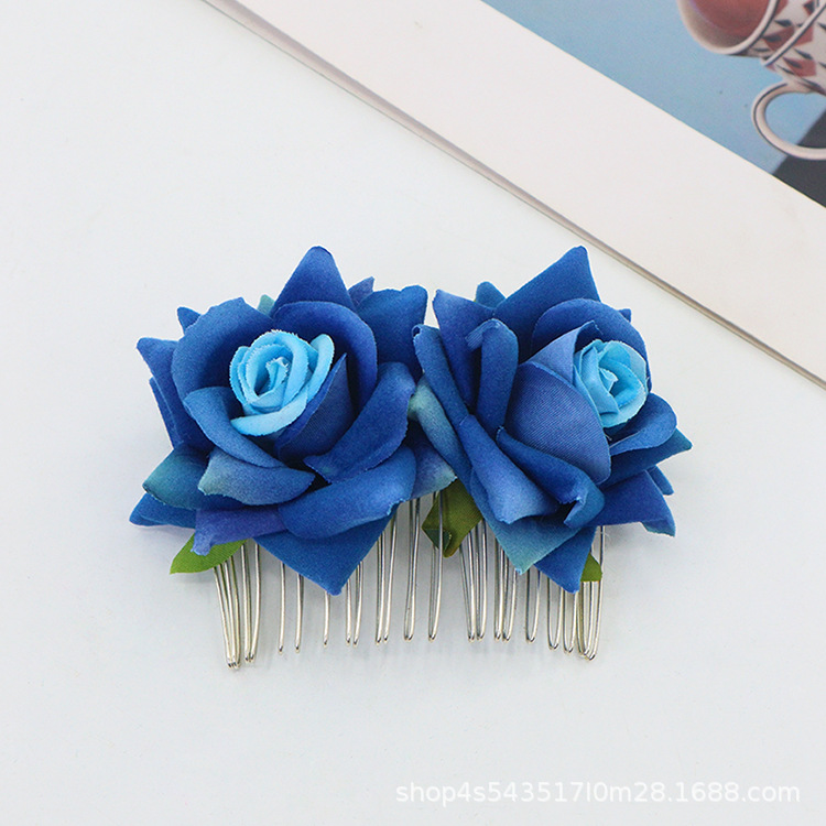 Amazon nuevo peine de pelo de rosa de simulación de Halloween ambiente festivo fiesta fiesta de baile vestir metal peine accesorios para el cabello