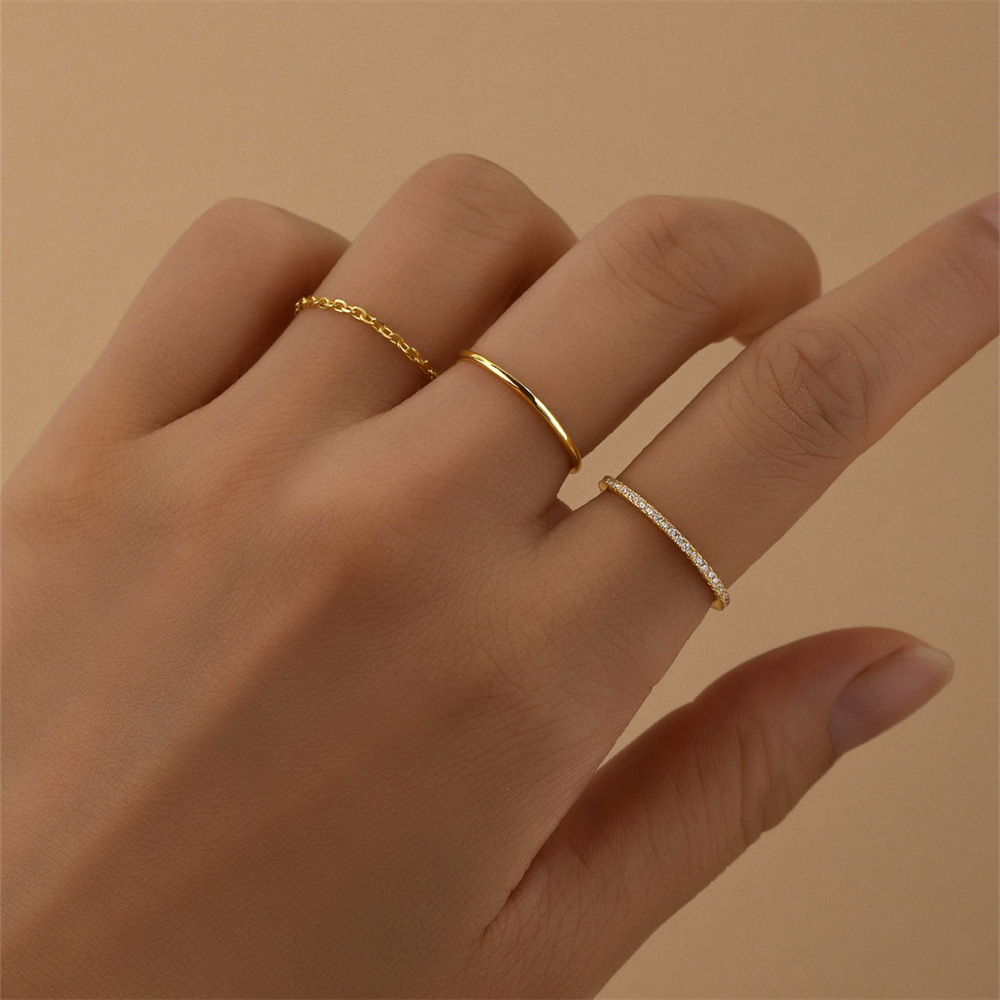 1 Set Quantity Holiday, Daily Occasion 925 Sterling Silver Zircon Geometric Rings 925 Sterling Silver Rings