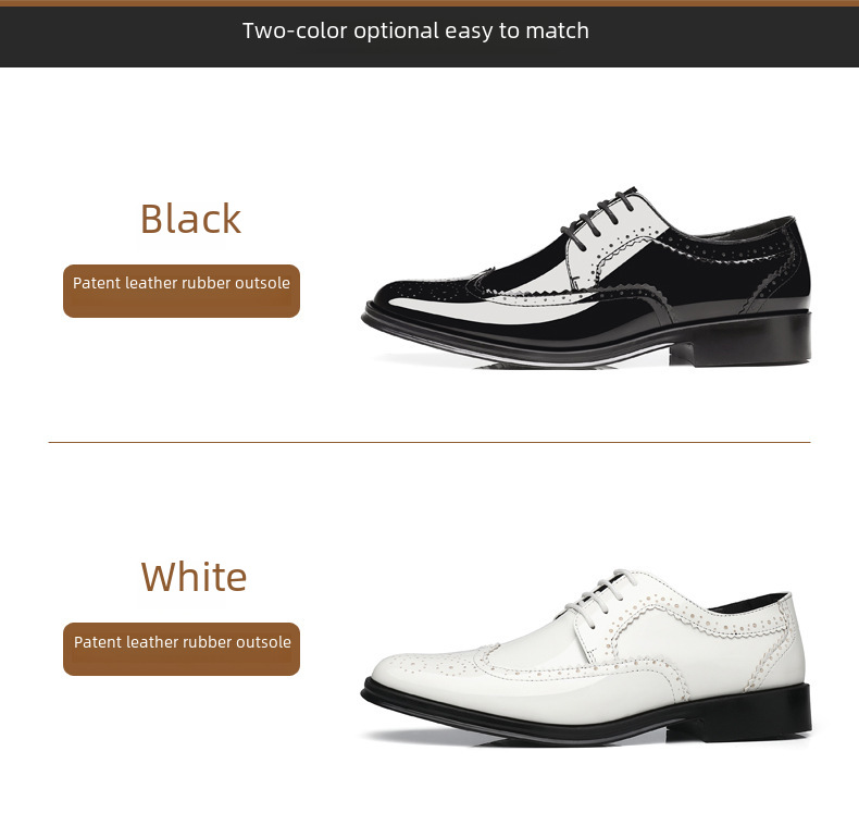 Spring New Bullock Carved Leather Shoes Patent Leather Gloss British Large Size Leather Shoes Studio Model Shoes for Groom Shoes_voghion.com