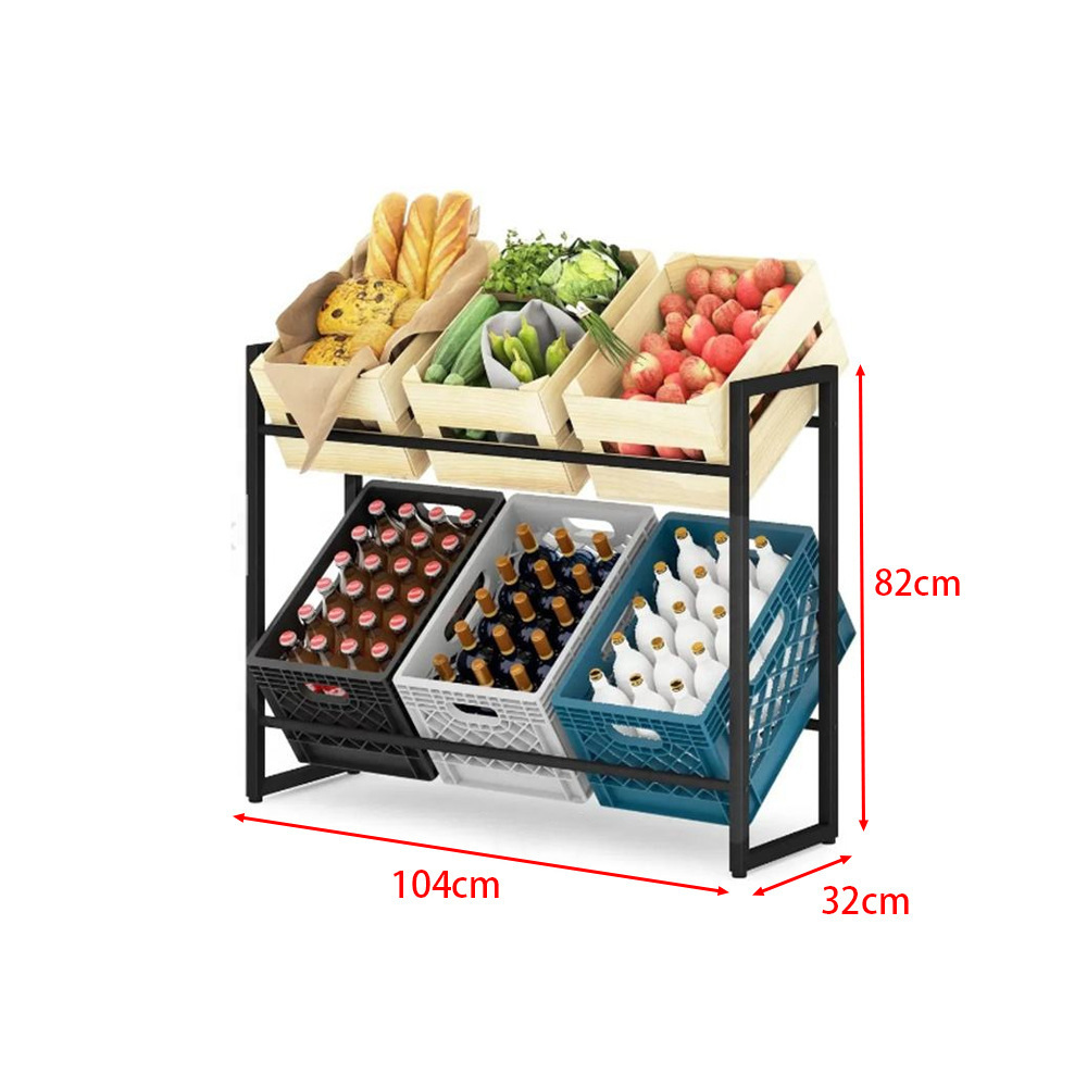 超市小卖部饮料箱收纳展示架 市场蔬菜水果箱陈列展架 收纳箱货架
