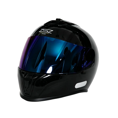 all seasons, safety helmet for riding, Motosiklet kaskı (dəbilqə) - glossy-black-blue-mirror-s-55-56