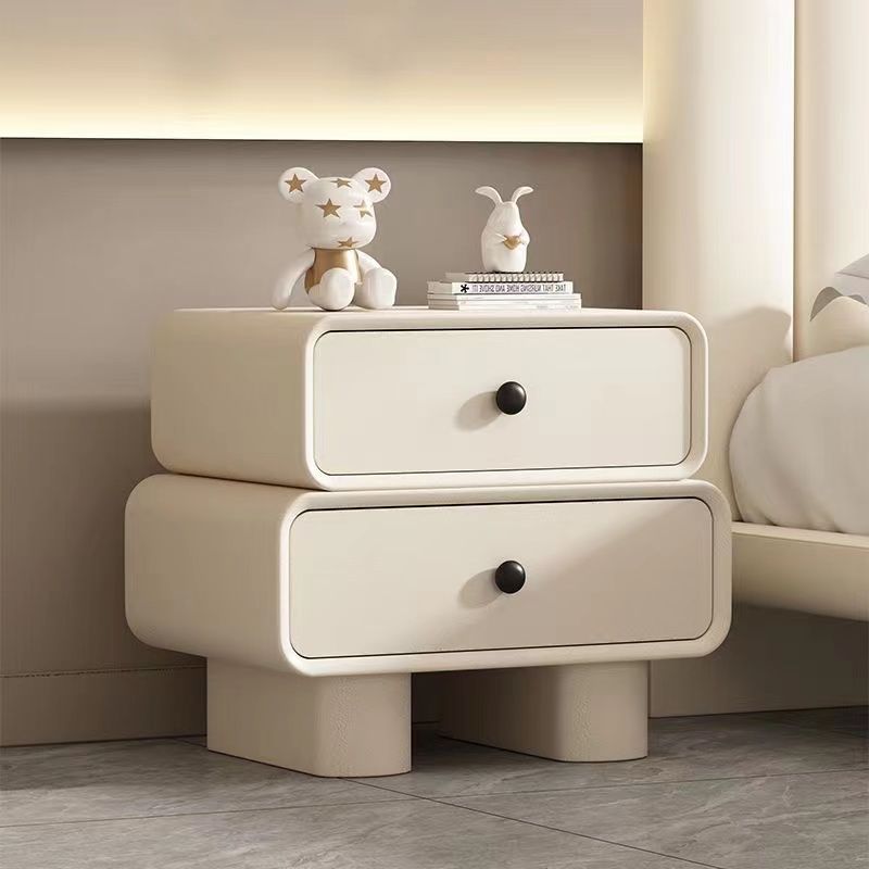 Internet Celebrity Cream Style Bedside Table Installation-Free Simple Modern Leather Retro Storage Cabinet Solid Wood Home Bedroom Children