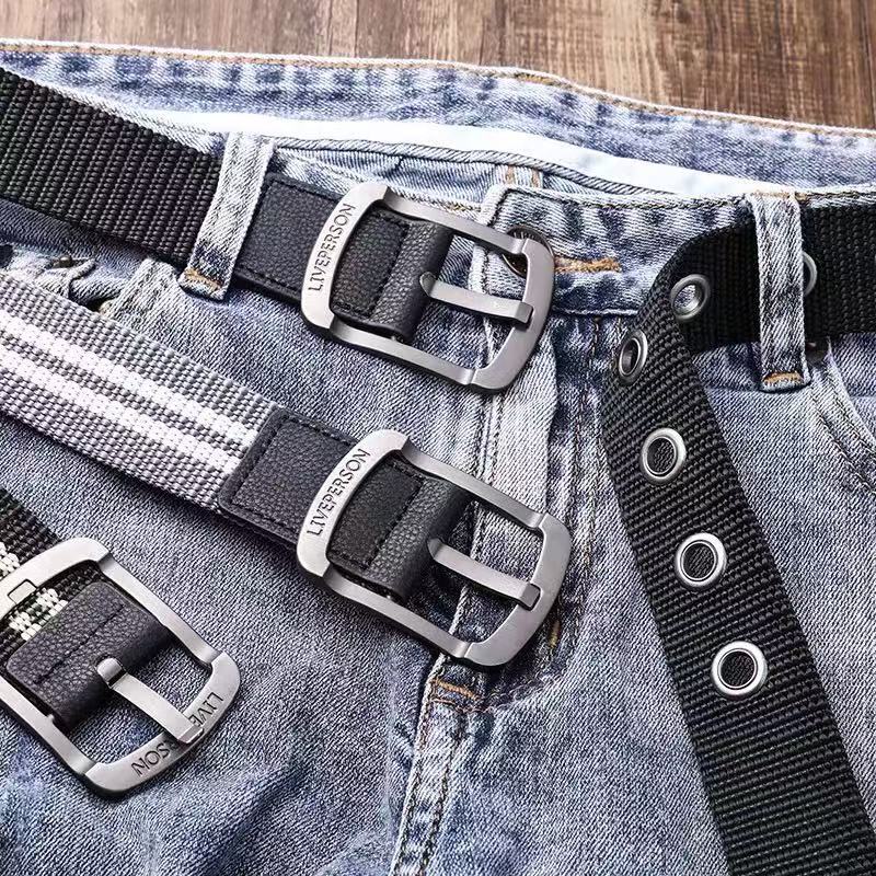 Pin Buckle Canvas Belt Men's Casual Versatile Jeans Belt Student Youth Korean Military Training Outdoor Cloth Belt Women's Trend Pin Buckle Canvas Belt Men's Casual Versatile Jeans Belt Student Youth Korean Military Training Outdoor Cloth Belt Women's Trend