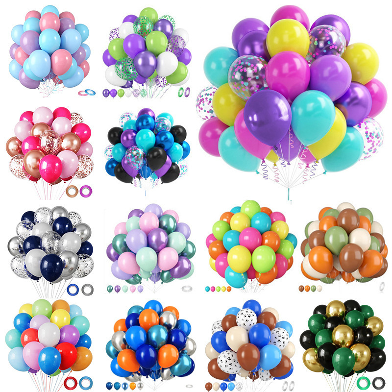 Cross-Border 50Pcs Amazon Matte Balloon Set Birthday Balloon Arrangement Wedding Decoration Ball Birthday Party Outfit