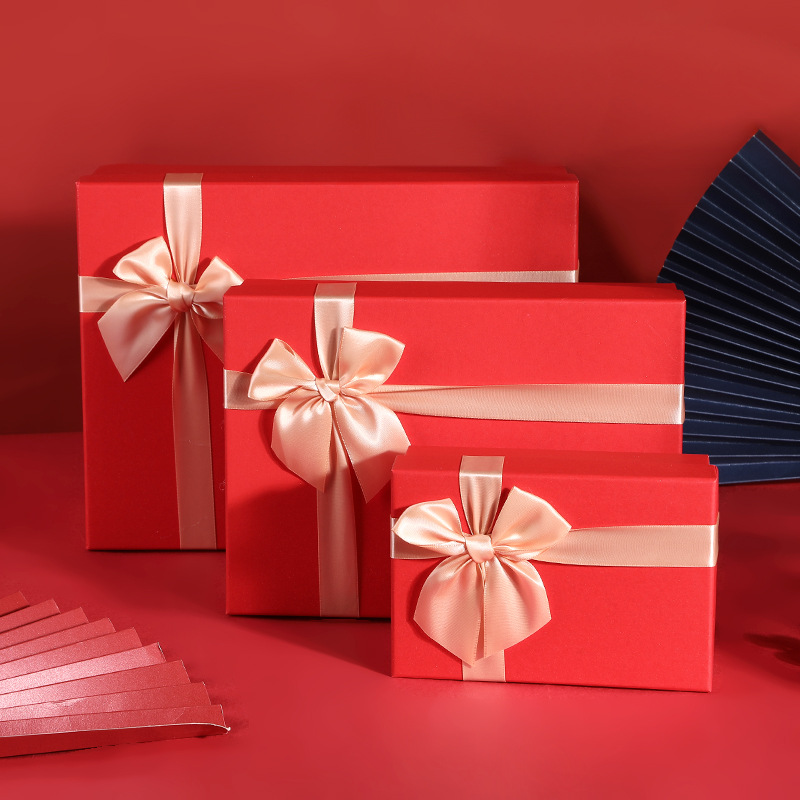 大紅色婚慶禮盒喜糖包裝盒大號蝴蝶結手提禮物盒伴娘伴手禮禮品盒