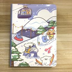 【スキー犬】ライン犬 A5 レザー フルカラー インナーページ ノート かわいい 漫画 学生日記