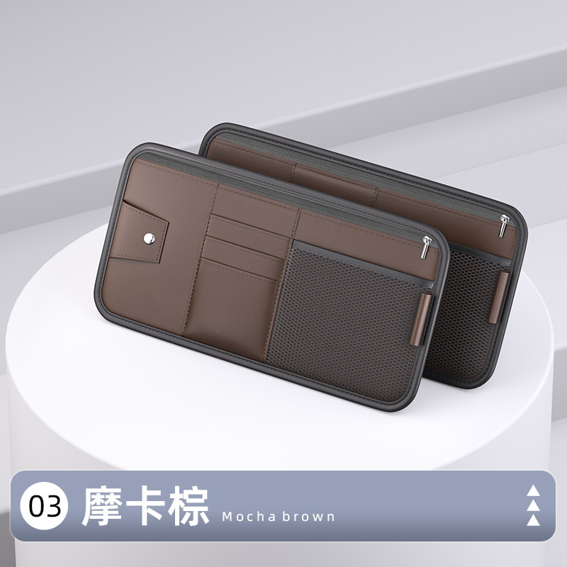Car Card Holder, Sun Visor Storage Bag, Multifunctional Glasses Case, In-Car Driver's License Holder, Ticket Holder, Automotive Leather Goods