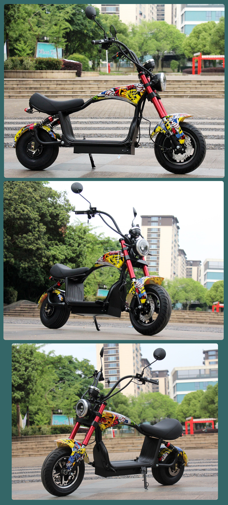 Dingzun Exports Little Prince Harley Electric Car Electric Motorcycle Scooter Battery Car Wide Tire Adult Retro