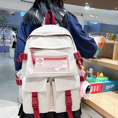 Viney Double Shoulder Bag Women's  New Backpack for Junior High School Girls and College Students Large Capacity Weight Reduction Travel Bag