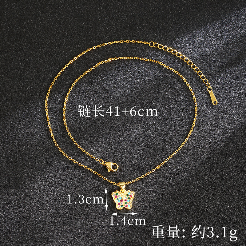 Nuevos productos vietnamita oro de arena ligero lujo mariposa imitación de diamante collar de diamante de color nicho femenino de alto nivel pendientes suministro transfronterizo