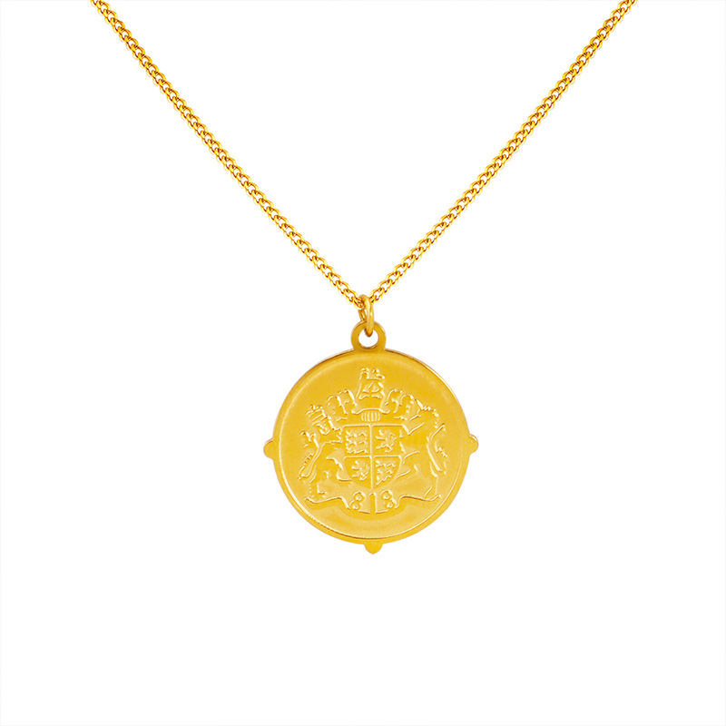 Thai ethnic design sense niche titanium steel gold jewelry clavicle chain lucky amulet pattern necklace_voghion.com