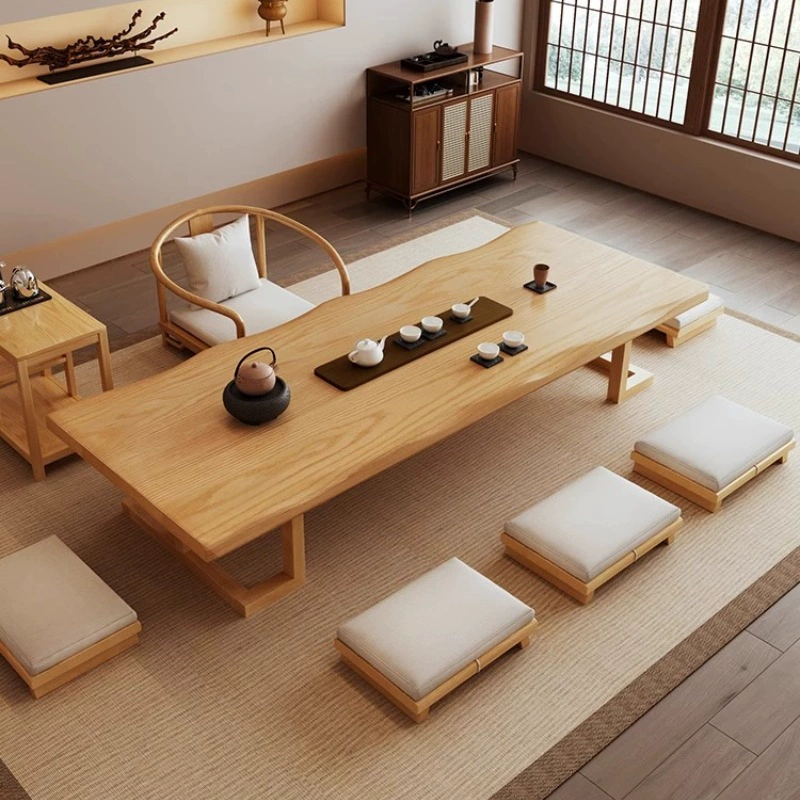 Цветной татами-чайный столик из цельного дерева, напольный столик в японском стиле в стиле дзен, антикварный журнальный столик из цельного дерева, чайная комната, балкон, столик с эркером, чайный столик