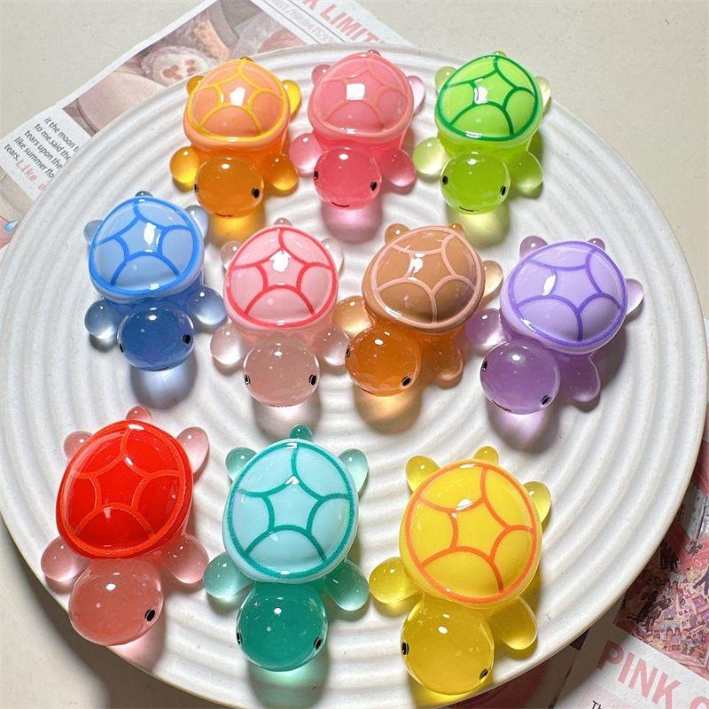 Mini Resin Glowing Turtles in the Same Style as Quanmei Hong Xiaochan, Decorative Pair Ornaments, Sea Turtle Toy Gift