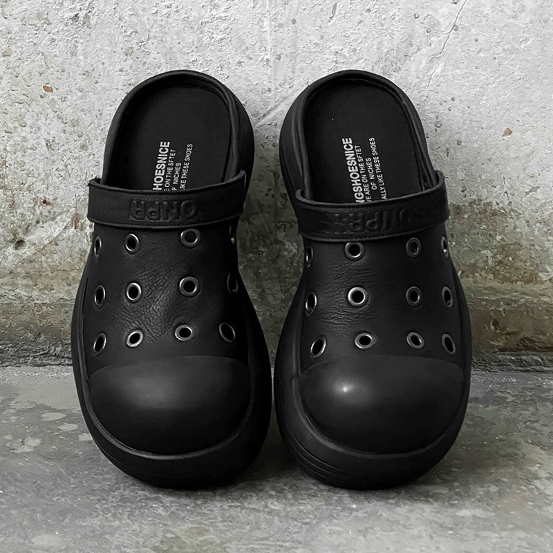 Breathable casual footwear for men and women platform, slippers, genuine leather