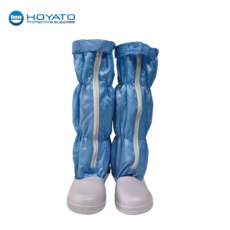 防静电长筒白条纹一体成型无尘鞋防滑耐磨透气轻便舒适电子车间