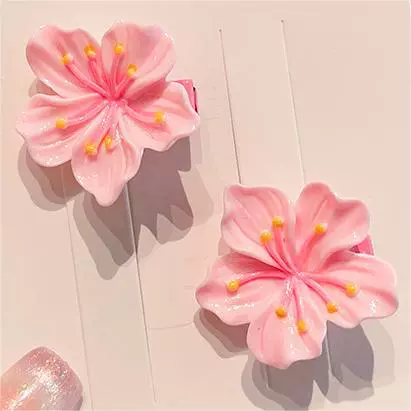 Аксессуары для волос: клипсы с цветами вишни и резинки, оттенок фуксии Sakura