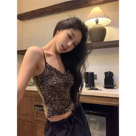 美式复古豹纹小吊带背心女2026夏季性感辣妹修身显瘦短款外穿上衣