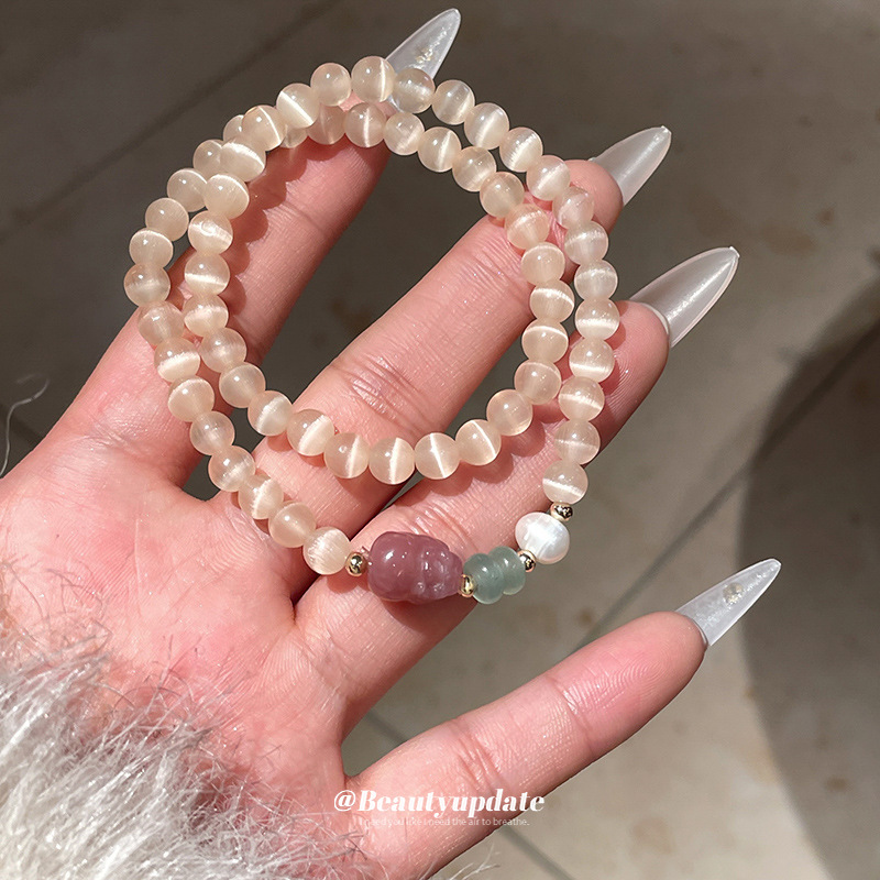 Pulsera de perlas de agua dulce de calcedonia de ojo Pixiu Pulsera de lujo ligero Pulsera de alta gama Pulsera de temperamento de moda de nicho