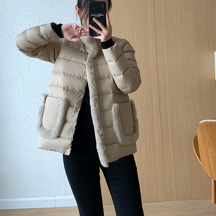 Women's Clothing Seto fur splicing short high end down jacket for women light and thin style atmospheric and elegant new Chinese style new winter_ipsvogv.com