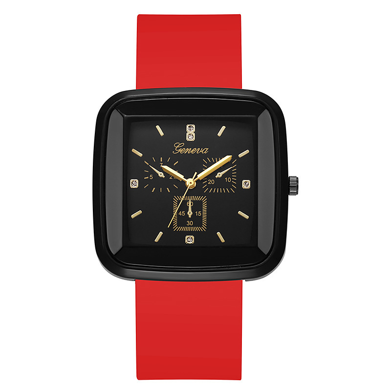 Moda cuadrada otoño e invierno reloj de nicho para estudiantes correa de silicona simple ins reloj de mujer coreana reloj de cuarzo femenino negro