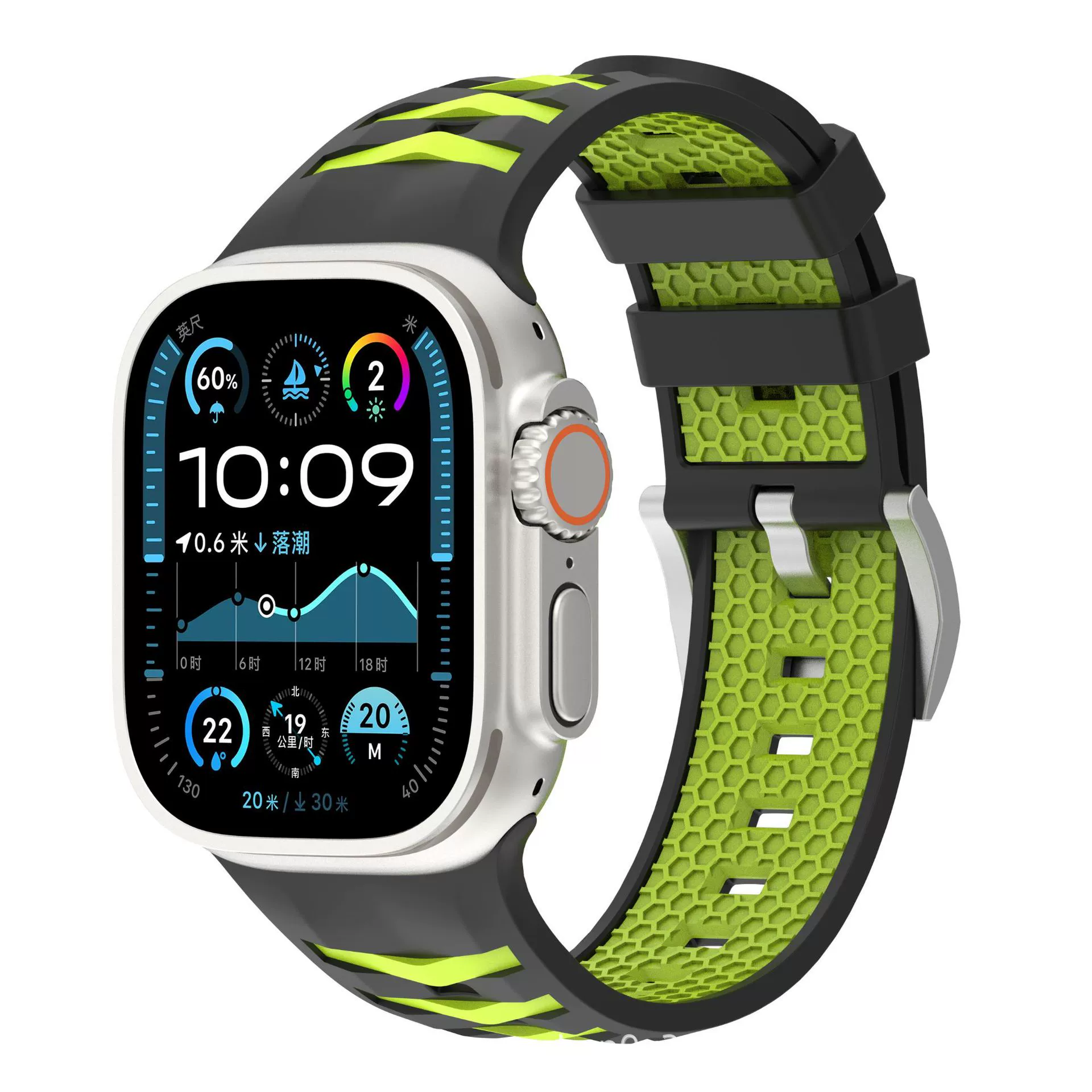 Применимо к высококачественному силиконовому ремешку Apple watch из нержавеющей стали с серебряной пряжкой SE Ultra2 поколения AppleWatch 78910