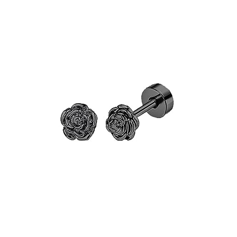 Stainless Steel Black Zircon Pearl Earrings Simple Geometric Stud Earrings for Women Fashion Piercing Jewelry 2024 Spring detail image 9