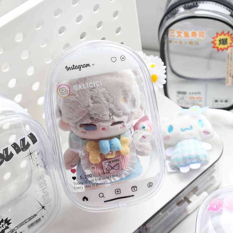 10 センチメートル和風かわいいベビーバッグ外出ディスプレイ人形フィギュア綿人形 pvc 収納透明防塵バッグ|undefined