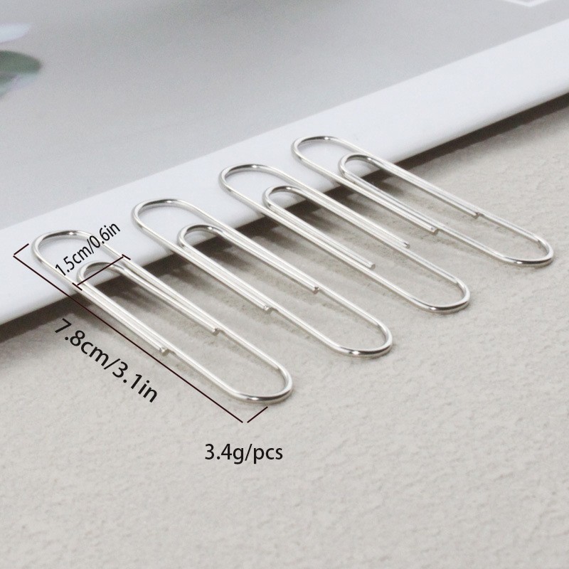 Venta de fábrica de clips de papel recubierta de color, clips de encuadernación de libros grandes, clips de papel plateado, material de oficina, clips de libros