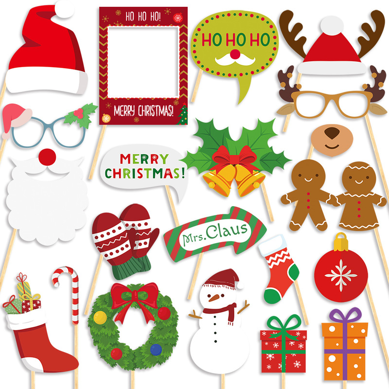 クロスボーダークリスマスデコレーションペーパー20個、面白い手持ち小道具、パーティー、エンターテイメントパーティー用の雰囲気のある写真撮影用|undefined