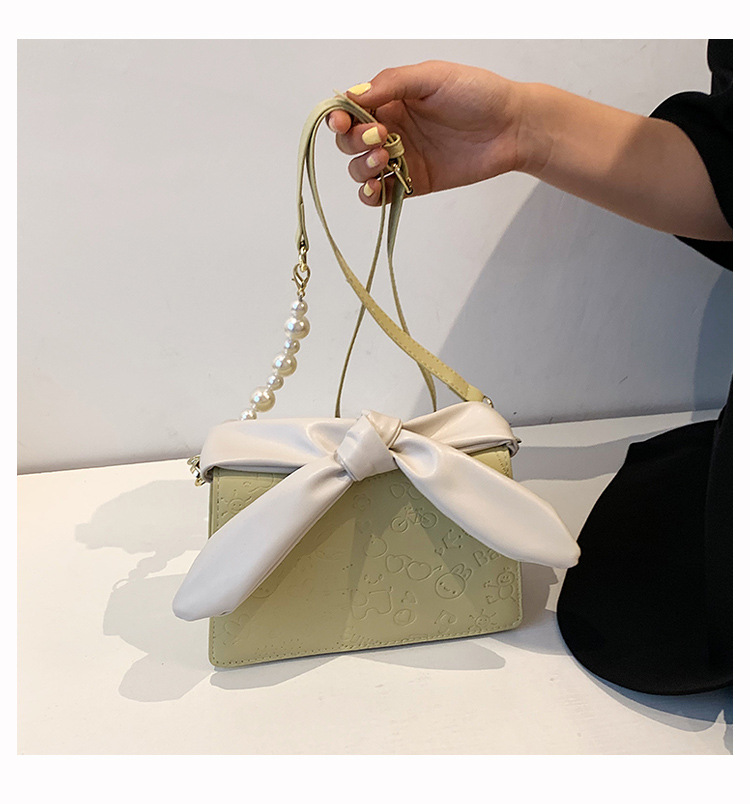 Fashion Rabbit Ears Shape Knot Pearl Chain Messenger Small Square Bag Wholesale display picture 13