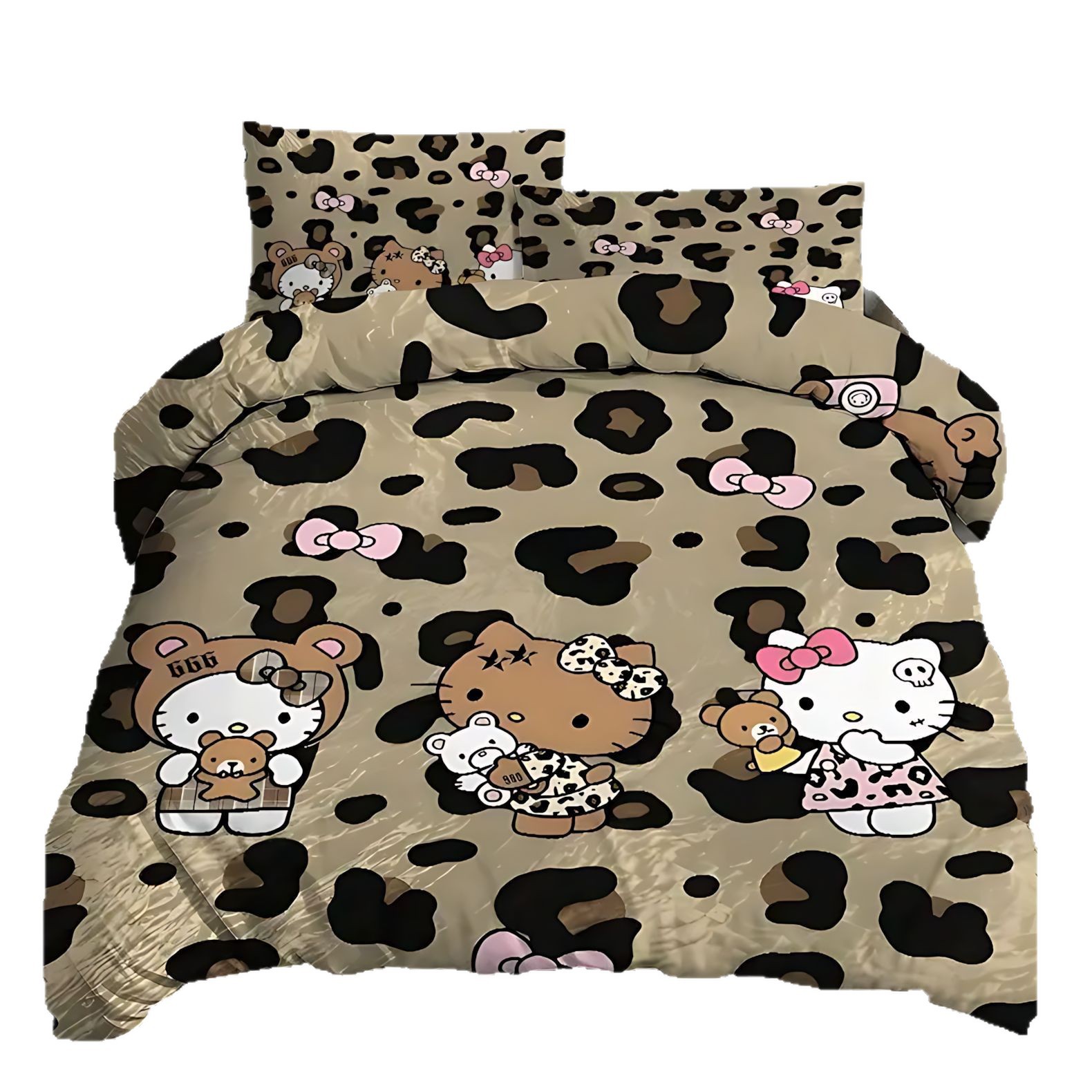 TUME / JIT transfronterizo lindo leopardo Kitty 3D impresión digital colcha colcha