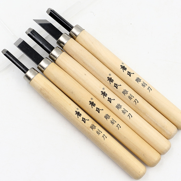 唐氏 SK5白木 木工雕刻刀 橄榄核雕刻刀 手 工雕刻刀具 5支盒装