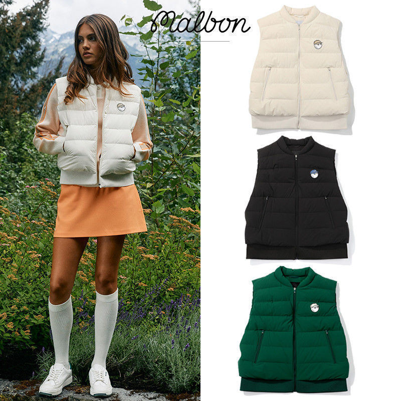 2024 Winter Korean Golf Wear Women's down Cotton Stand Collar Vest Lightweight Fashion Warm Jacket