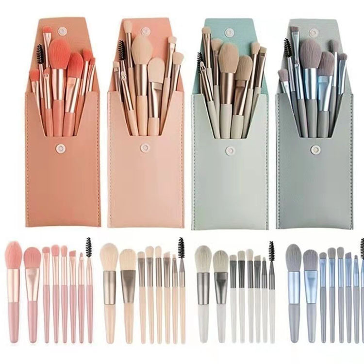 Transfronterizo 8 mini cepillo de maquillaje conjunto de cepillo de sombra de ojos blanqueador de polvo de pintura portátil herramientas de maquillaje de pelo suave