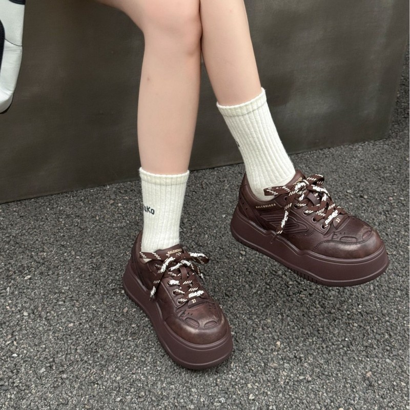前言范棕色厚底鞋女2025秋冬爆款百搭增高显脚小运动休闲鞋板鞋女|undefined