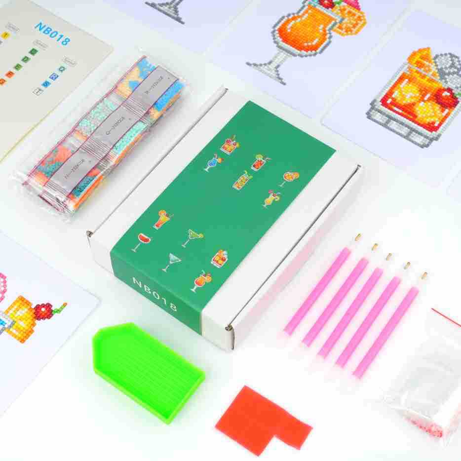 Transfronterizo 5D Diamante Diye 5 * 7 pulgadas sin marco decoración de cócteles de verano escena de bebida estación independiente