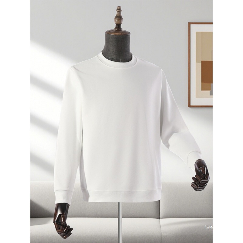 Men's Sweatshirt Autumn New 320g Difu Round Neck Pullover Base Shirt Korean Style Embroidered Jacket Printed White Men's Sweatshirt Autumn New 320g Difu Round Neck Pullover Base Shirt Korean Style Embroidered Jacket Printed White