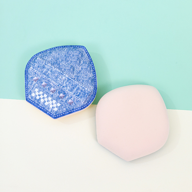 Punks personalizados denim marshmallow polvo super suave engrosado no comer polvo maquillaje vestido maquillaje esponja huevo maquillaje