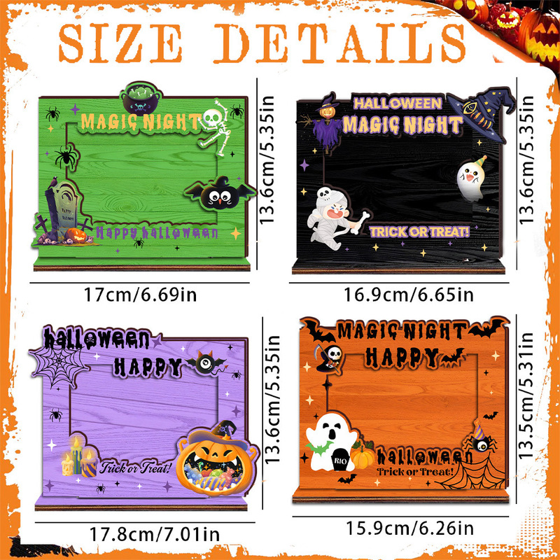クロスボーダーハロウィン木製フォトフレーム装飾品、濃厚なお祭りの雰囲気の装飾品、誕生日フォトアルバム木製クラフト|undefined